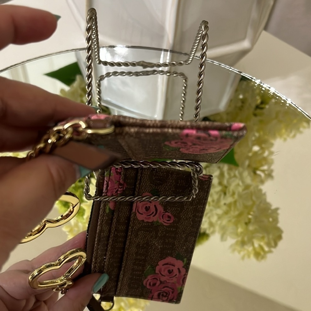 Juicy Couture Floral Painted Keychain Card Case w/Coin Zip Compartment - Picture 11 of 14